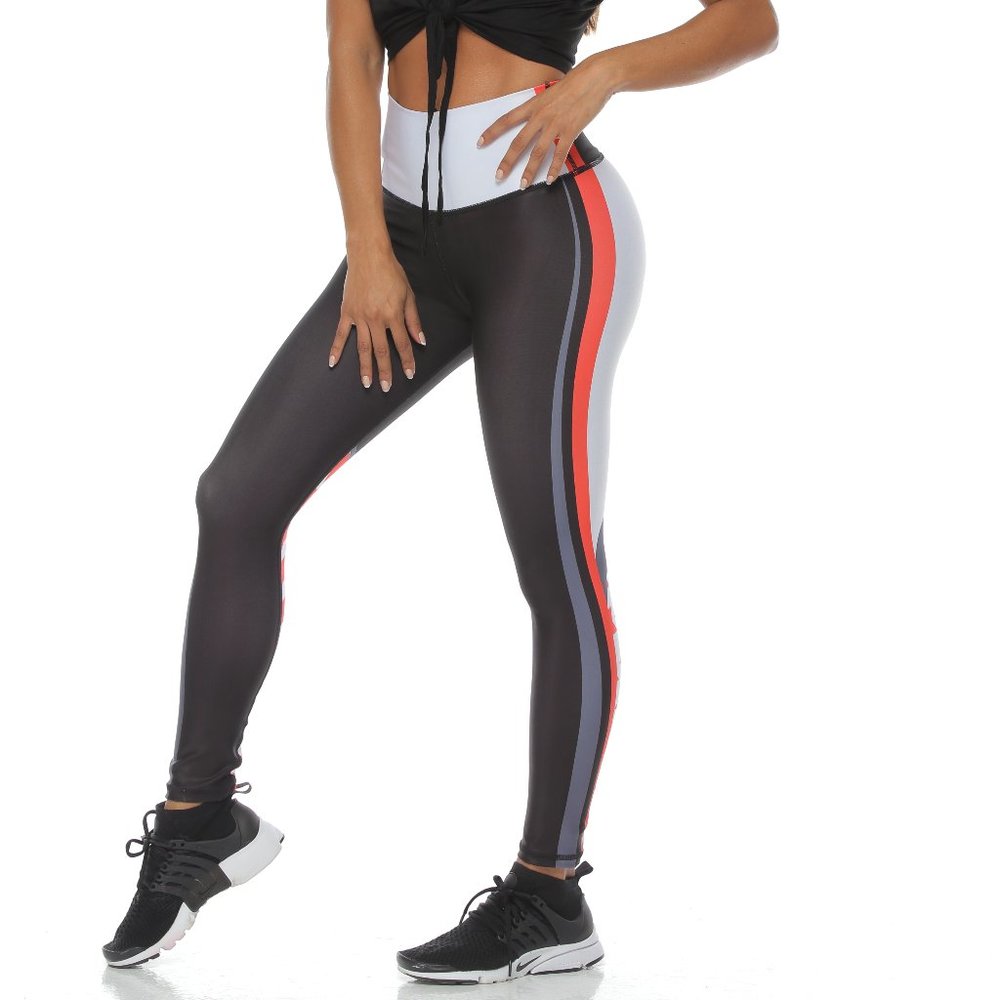 Women Black, White & Read Fashion Leggings